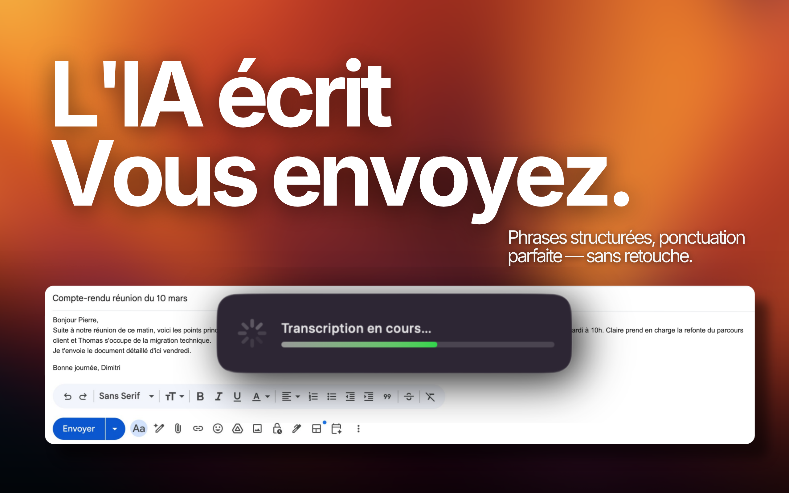 L&rsquo;IA &eacute;crit, vous envoyez